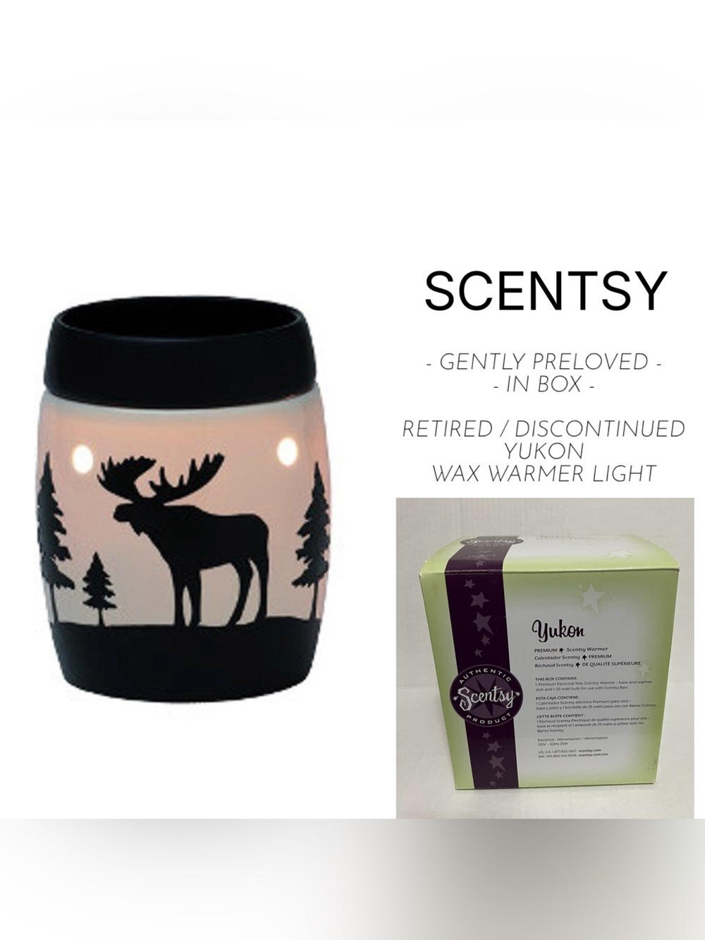 SCENTSY - GENTLY PRELOVED - IN BOX - YUKON MOOSE WAX WARMER LIGHT